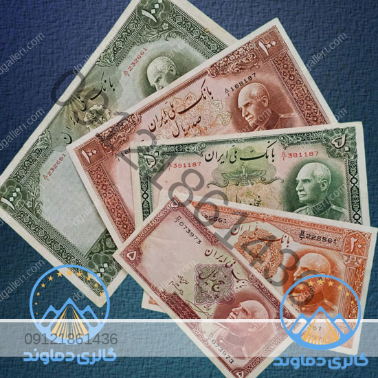 ست-اسکناس-رضا-شاه-بدون-کلاه-پول-زمان-پهلوی-اول-5-20-50-100-200-ریال-بورس-قیمت