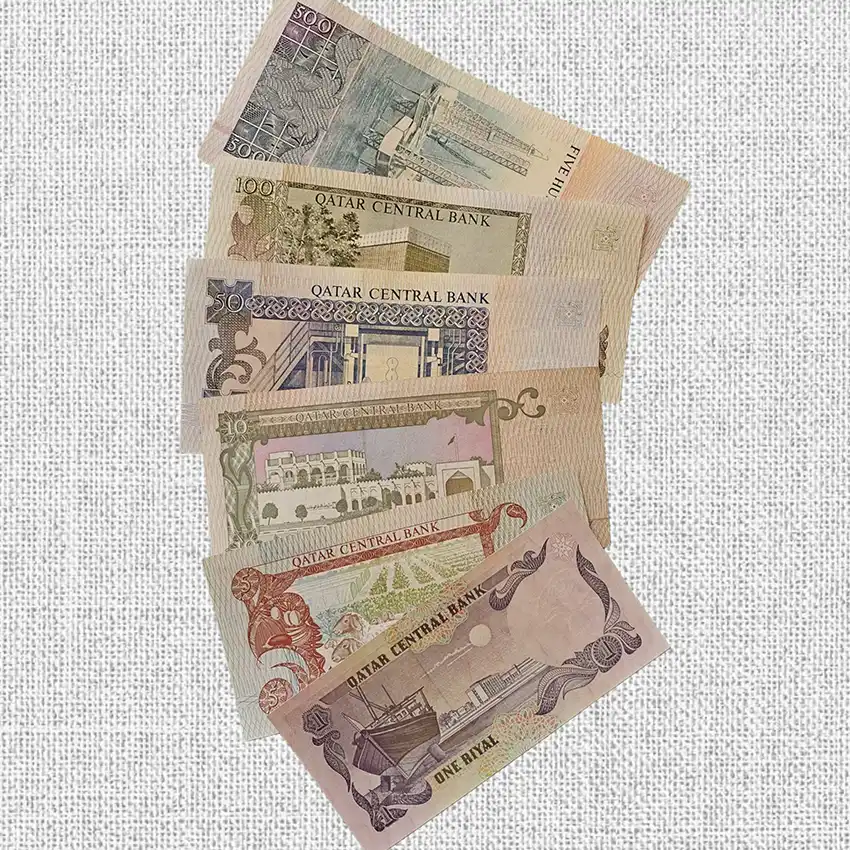 عکس ست کامل اسکناس‌ های قطر سری اول ۱۹۷۳ تا ۱۹۷۶ با کیفیت عالی UNC – dgalleri