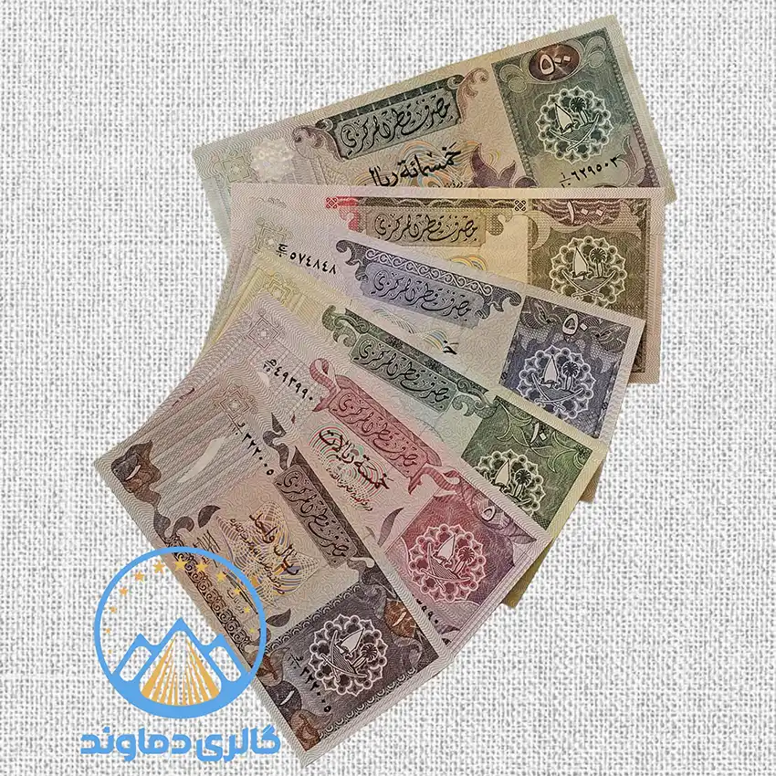 ست کامل اسکناس‌های قطر سری اول ۱۹۷۳ تا ۱۹۷۶ با کیفیت عالی UNC – dgalleri